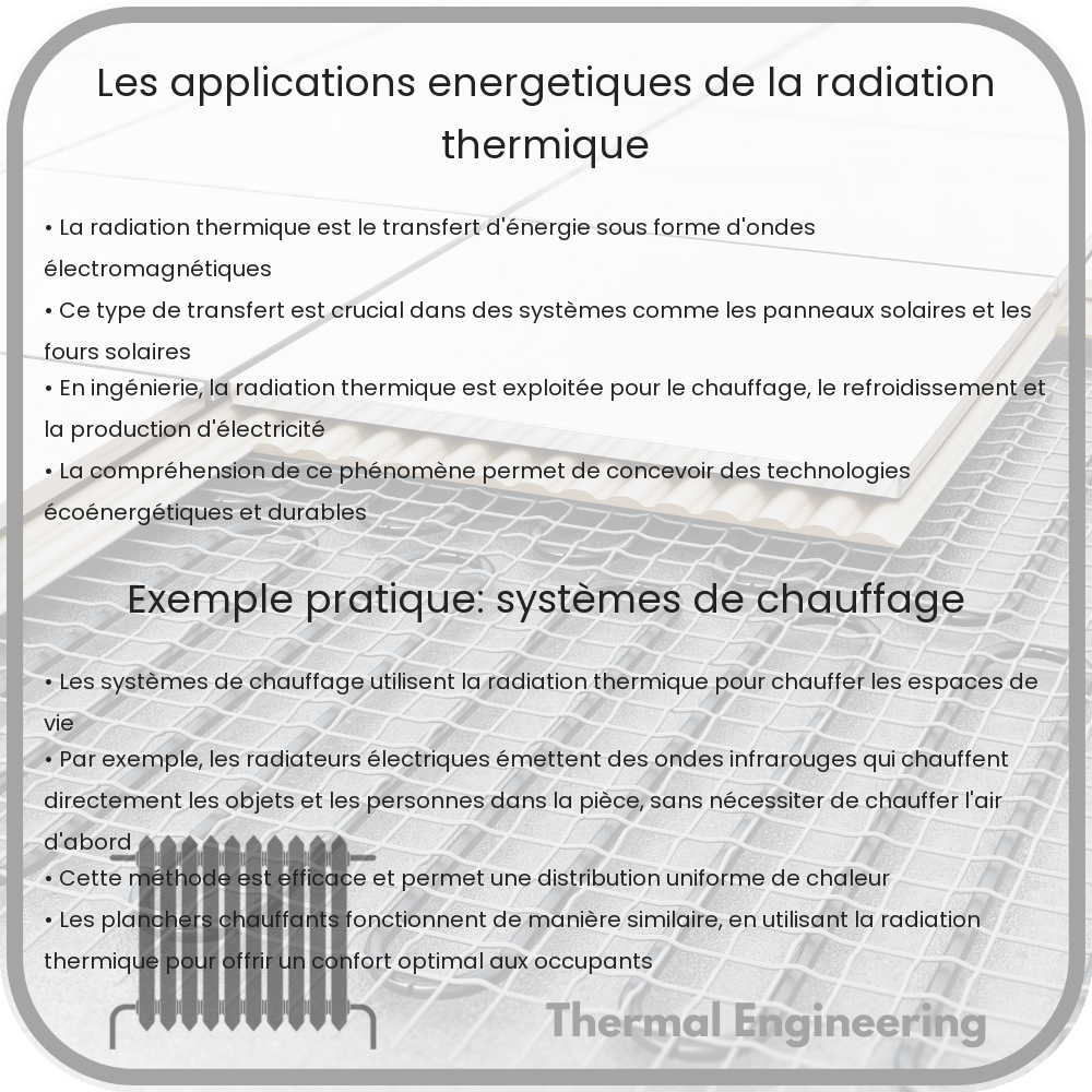 Les applications énergétiques de la radiation thermique