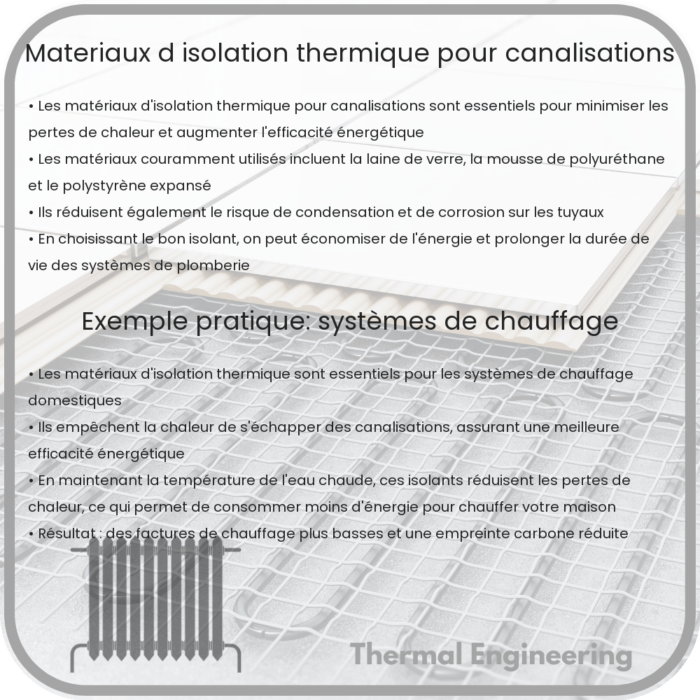 Matériaux d'isolation thermique pour canalisations