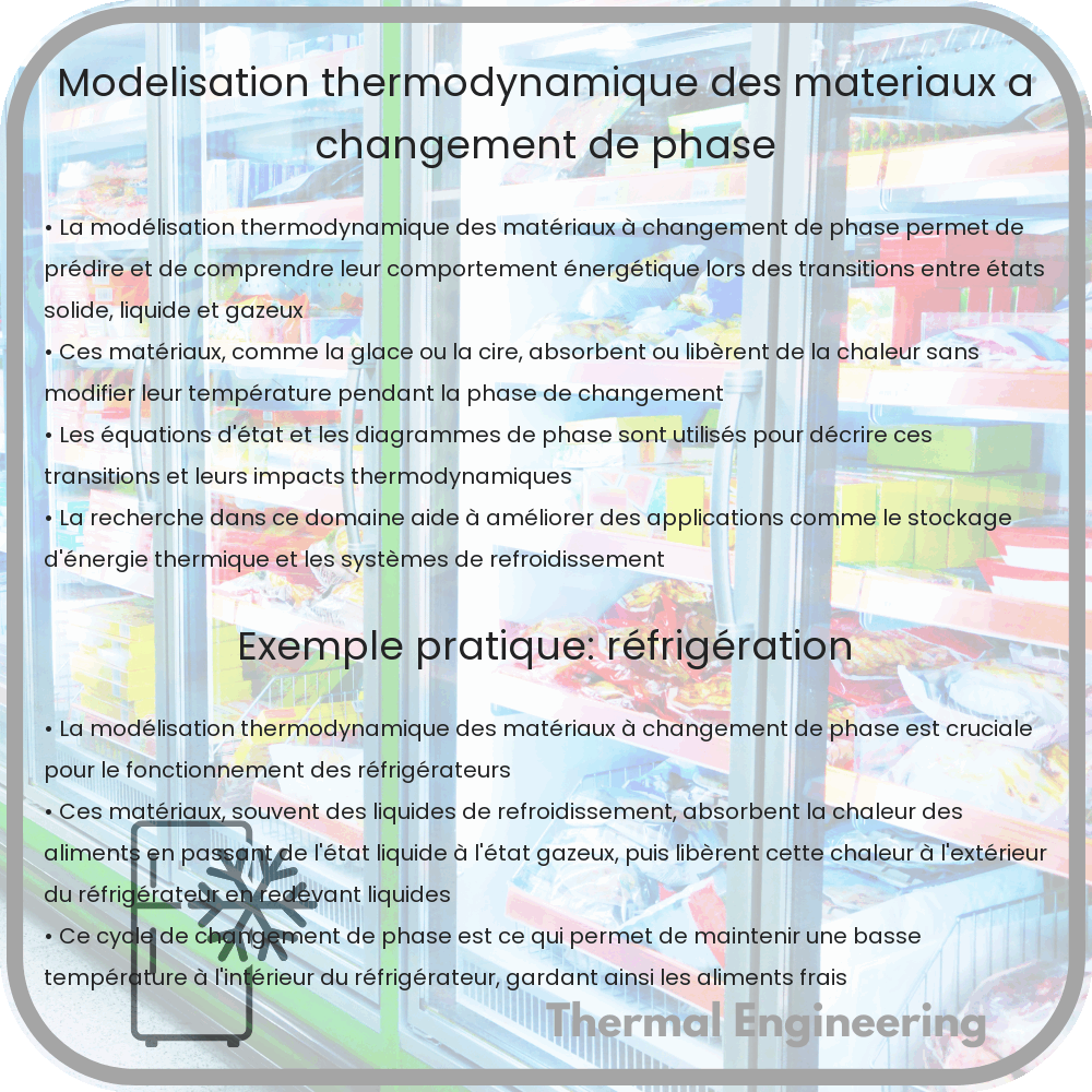 Modélisation thermodynamique des matériaux à changement de phase