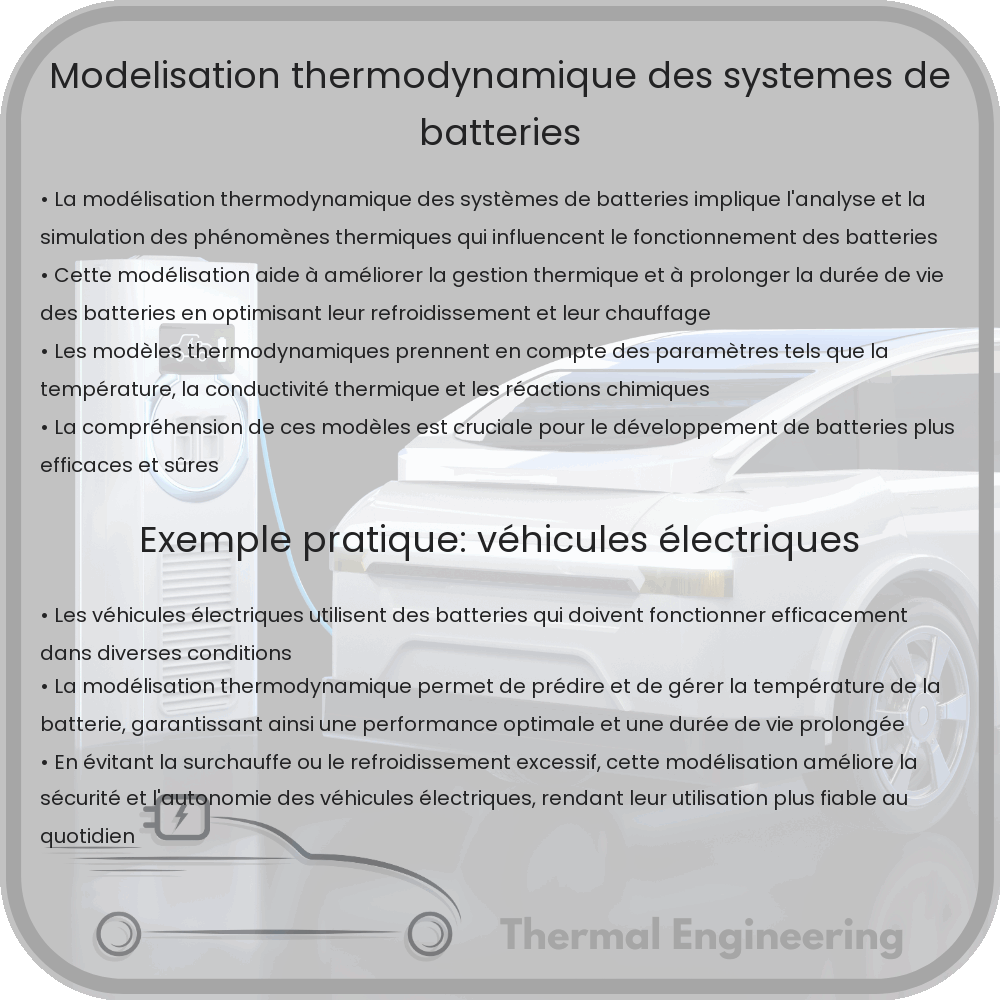 Modélisation thermodynamique des systèmes de batteries