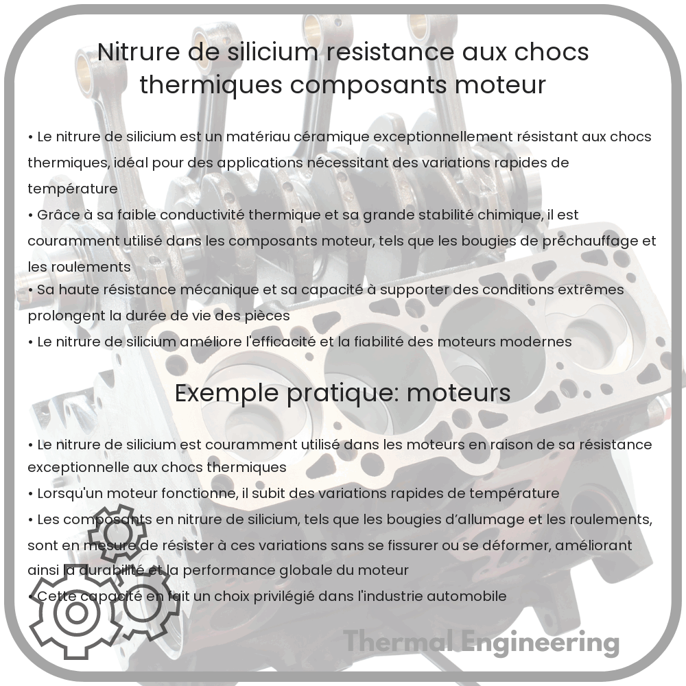 Nitrure de Silicium | Résistance aux Chocs Thermiques, Composants Moteur