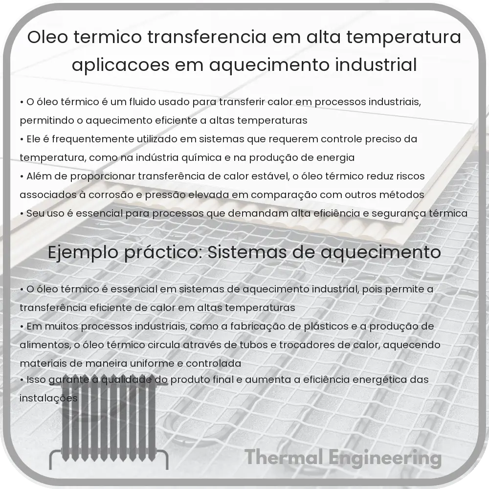 Óleo Térmico | Transferência em Alta Temperatura, Aplicações em Aquecimento Industrial