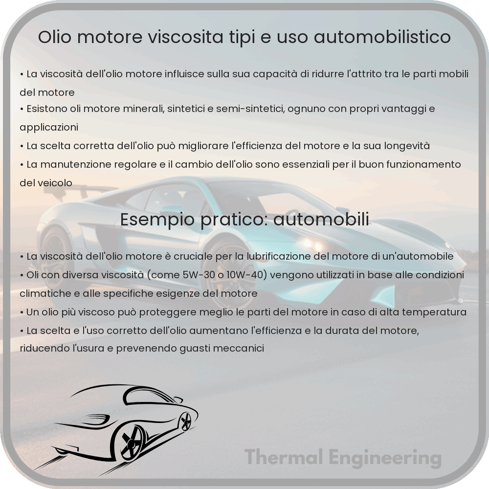 Olio Motore: Viscosità, Tipi e Uso Automobilistico