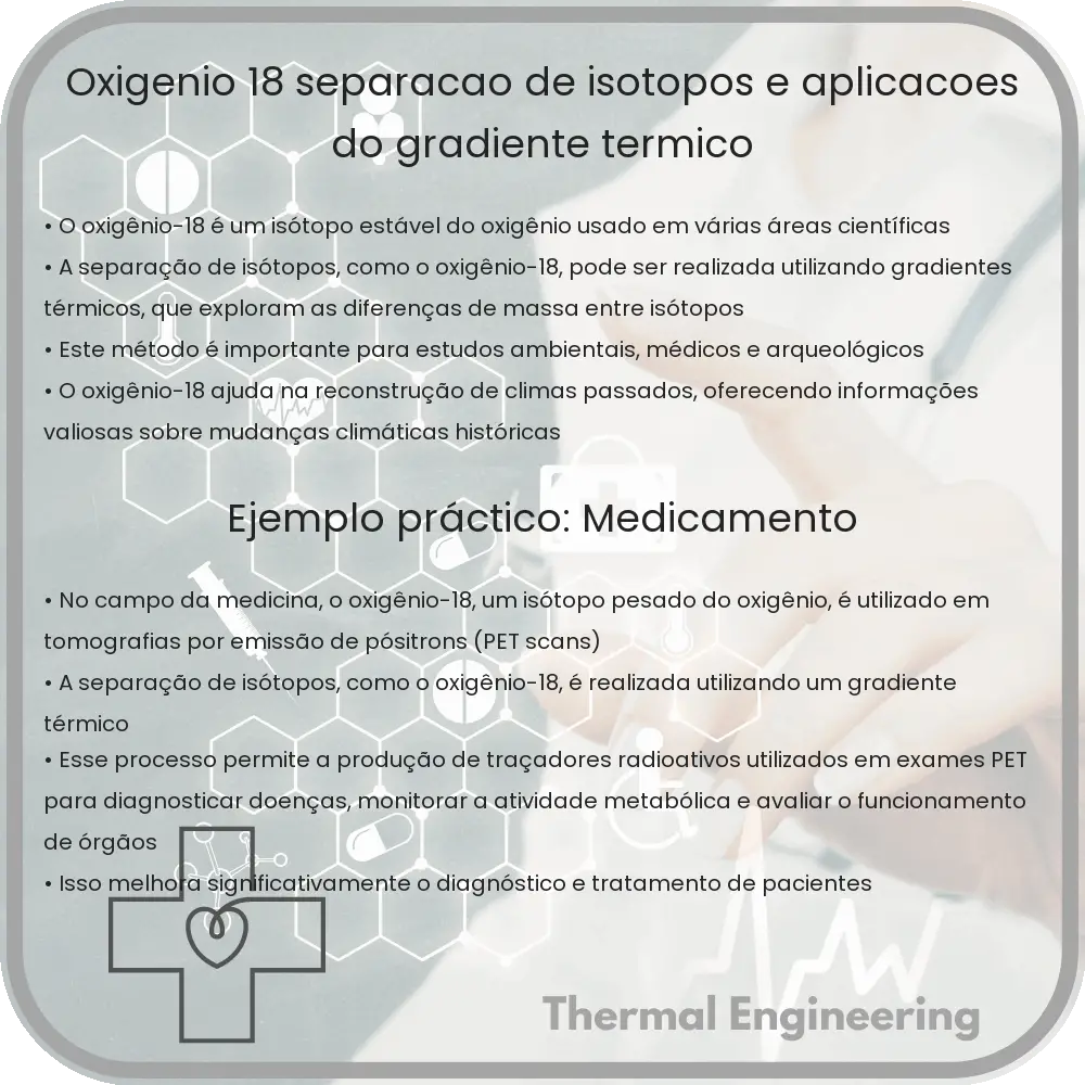 Oxigênio-18 | Separação de Isótopos e Aplicações do Gradiente Térmico