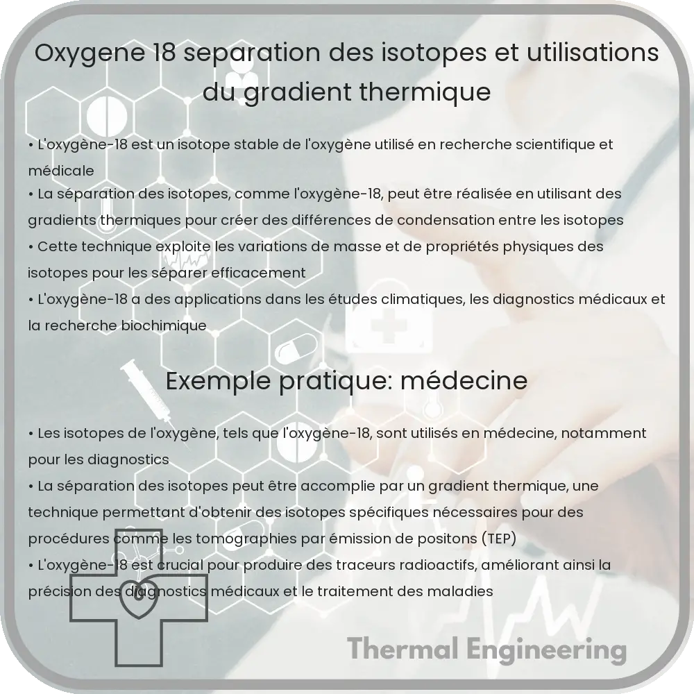 Oxygène-18 : Séparation des Isotopes et Utilisations du Gradient Thermique