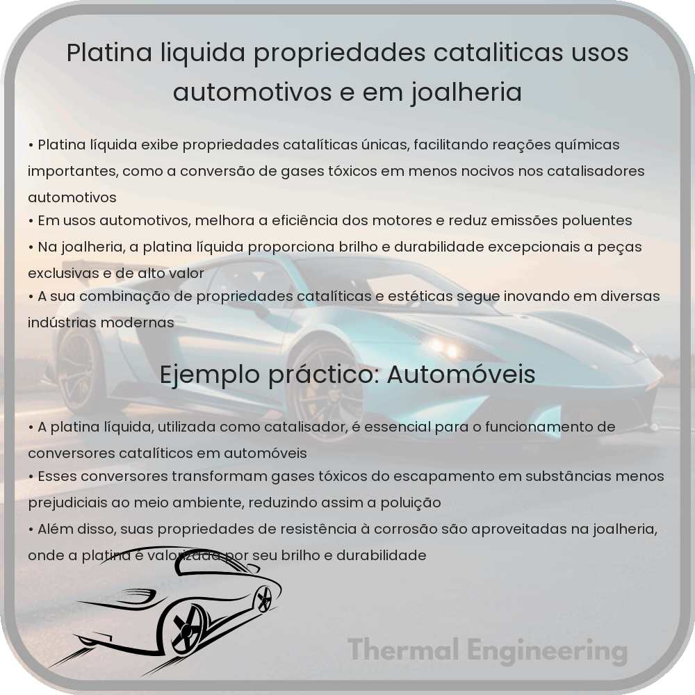 Platina Líquida | Propriedades Catalíticas, Usos Automotivos e em Joalheria
