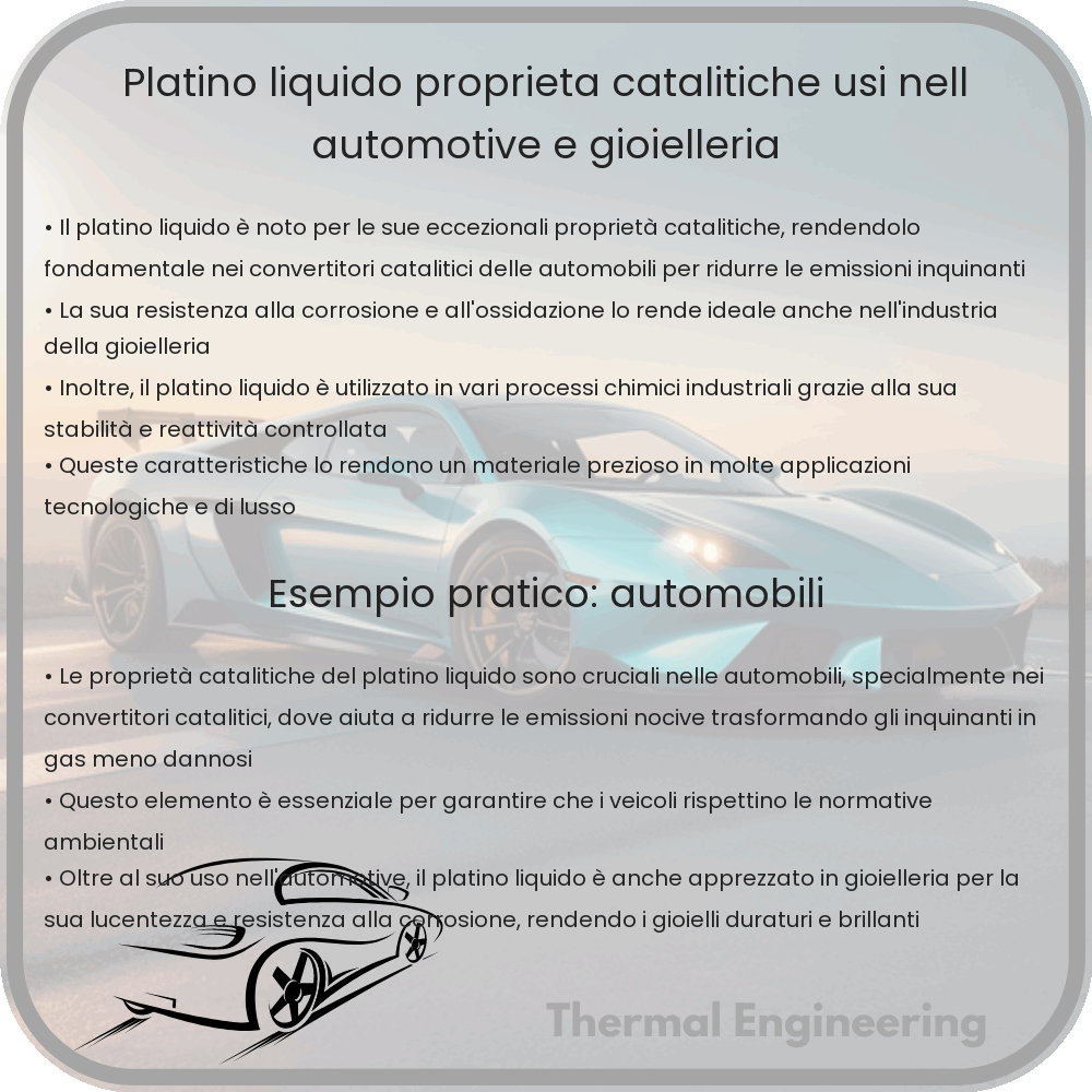 Platino Liquido | Proprietà Catalitiche, Usi nell'Automotive e Gioielleria
