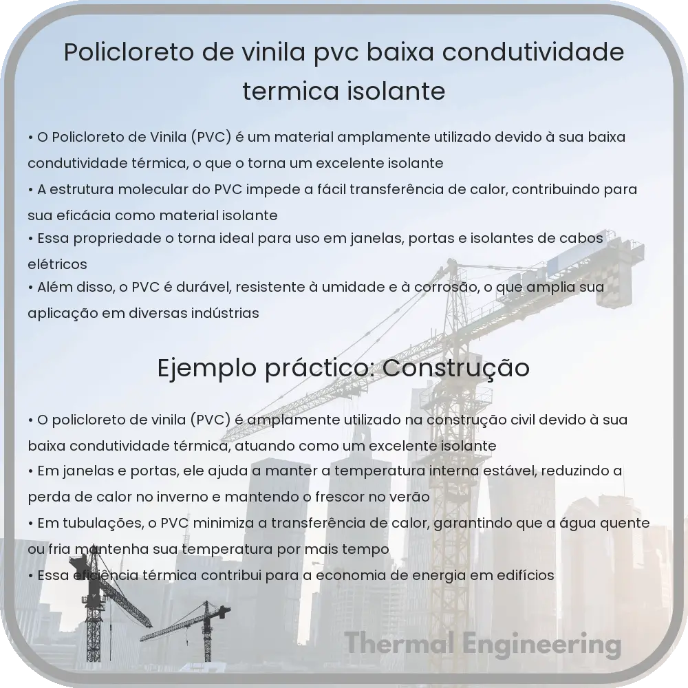 Policloreto de Vinila (PVC) | Baixa Condutividade Térmica, Isolante