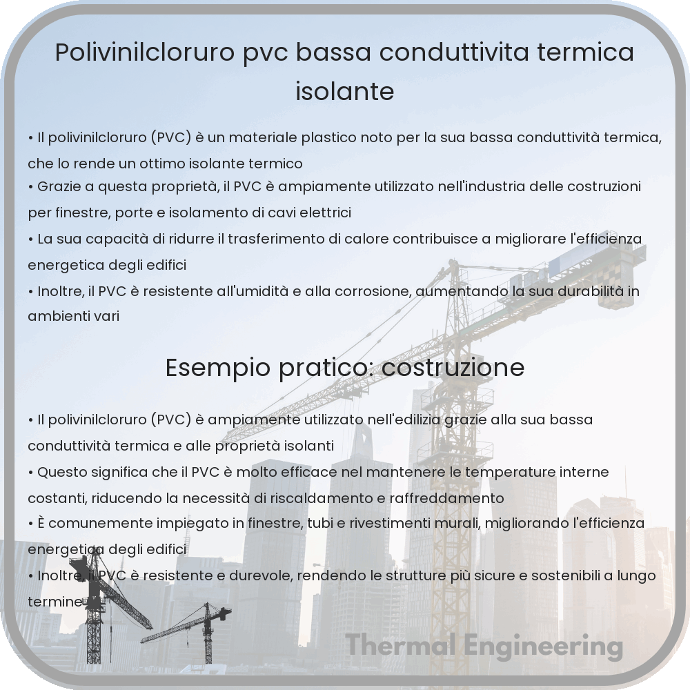 Polivinilcloruro (PVC) | Bassa Conduttività Termica, Isolante