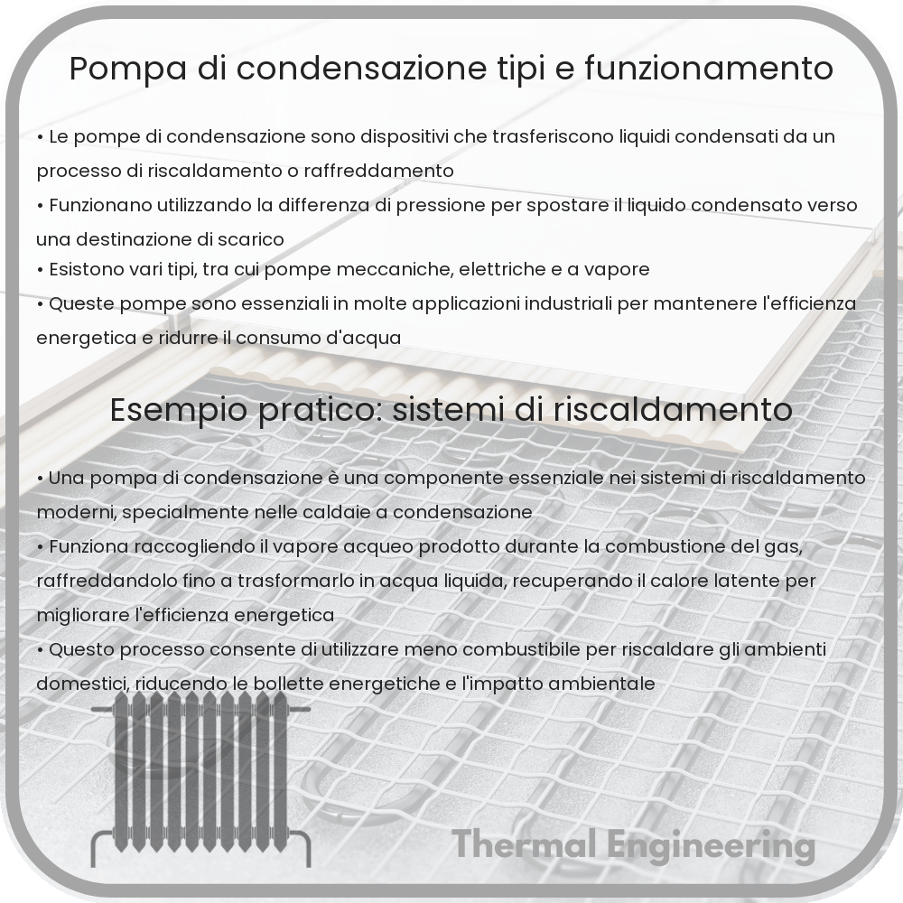 Pompa di Condensazione | Tipi e Funzionamento
