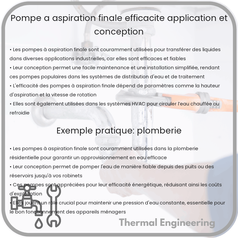 Pompe à aspiration finale | Efficacité, Application et Conception