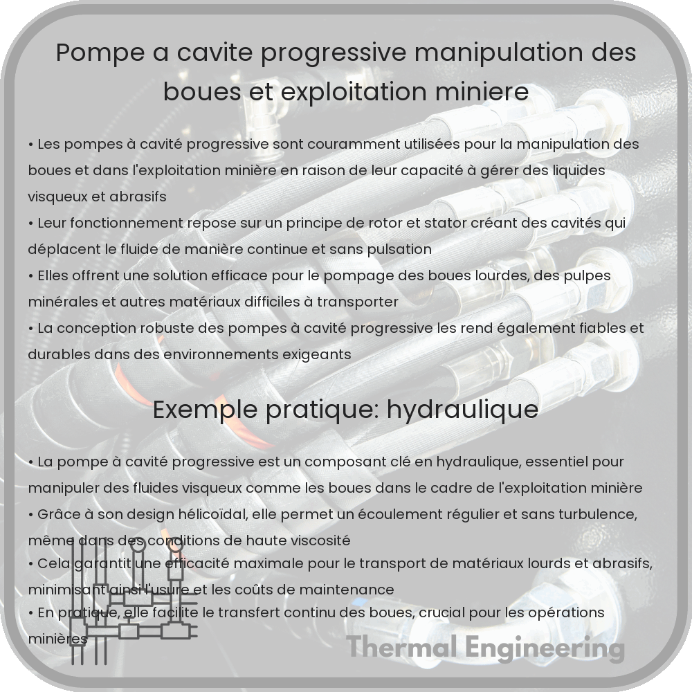 Pompe à Cavité Progressive | Manipulation des Boues et Exploitation Minière