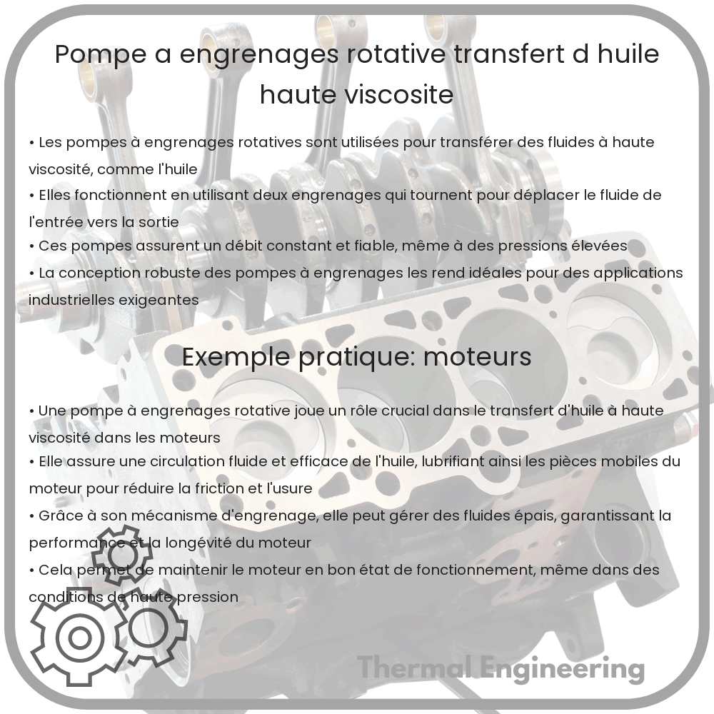 Pompe à Engrenages Rotative | Transfert d'Huile & Haute Viscosité