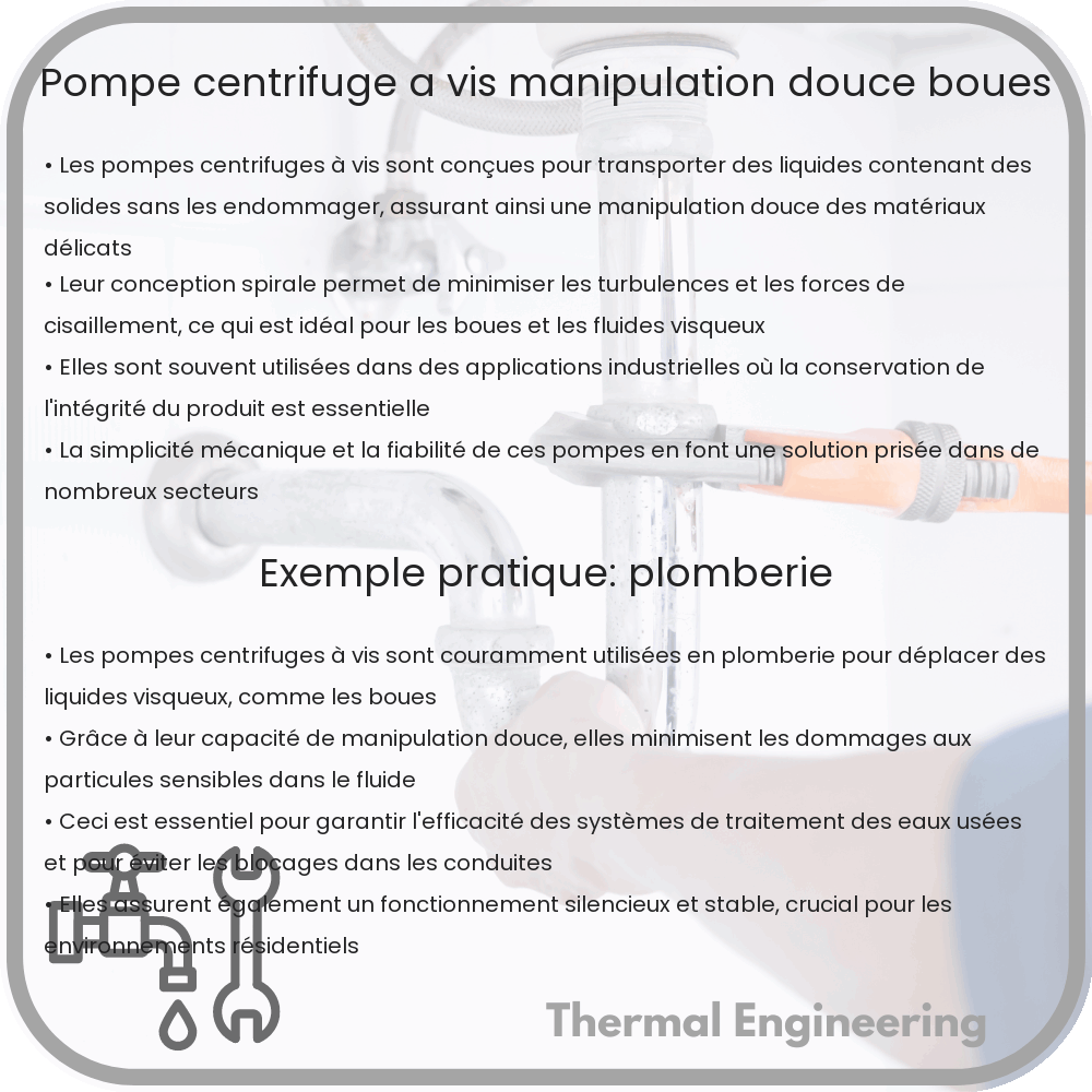Pompe Centrifuge à Vis | Manipulation Douce & Boues