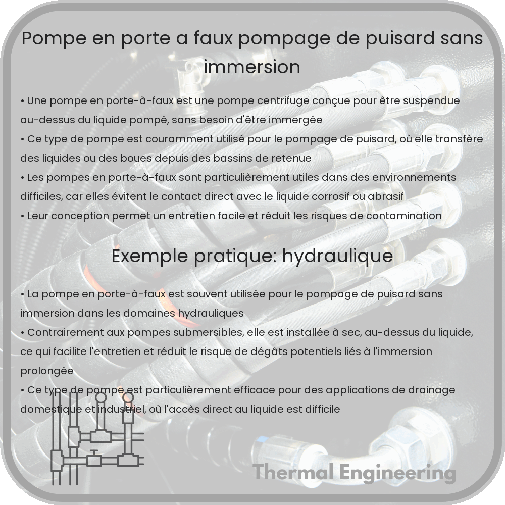 Pompe en Porte-à-Faux | Pompage de puisard sans Immersion