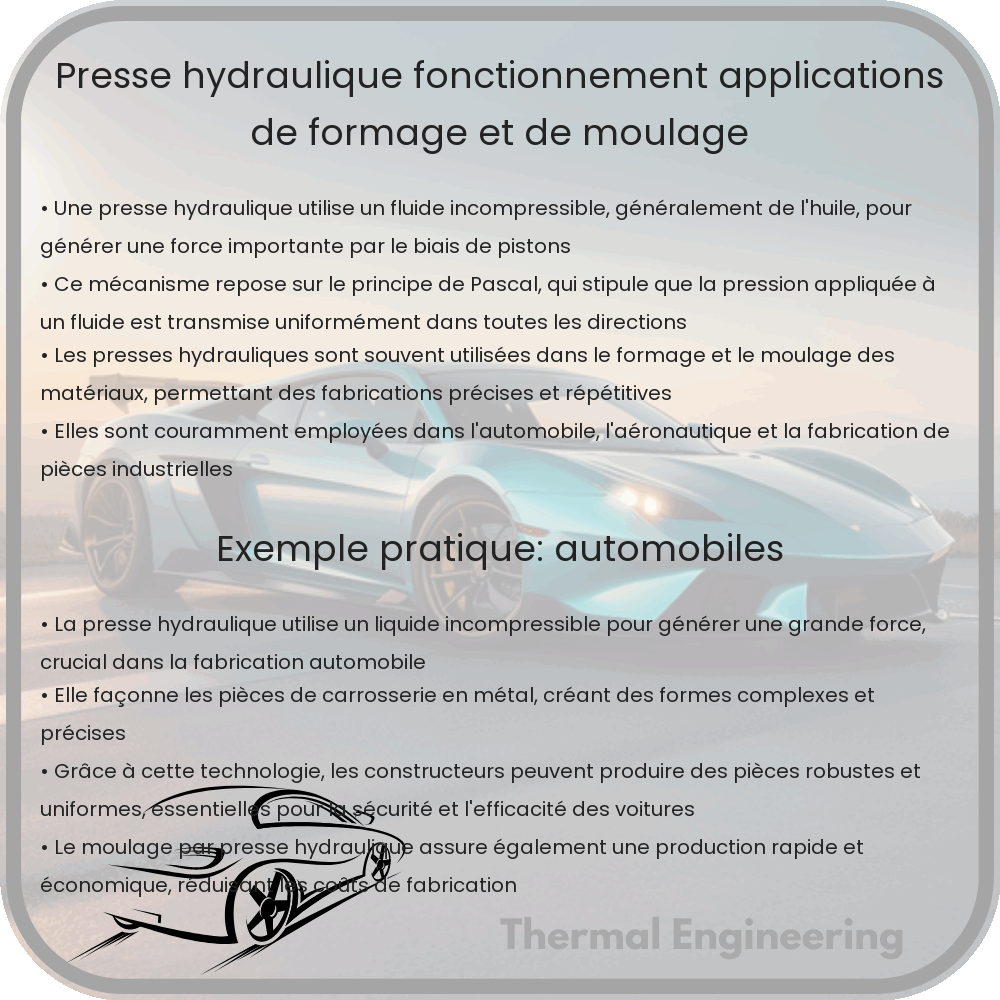 Presse Hydraulique | Fonctionnement, Applications de Formage et de Moulage