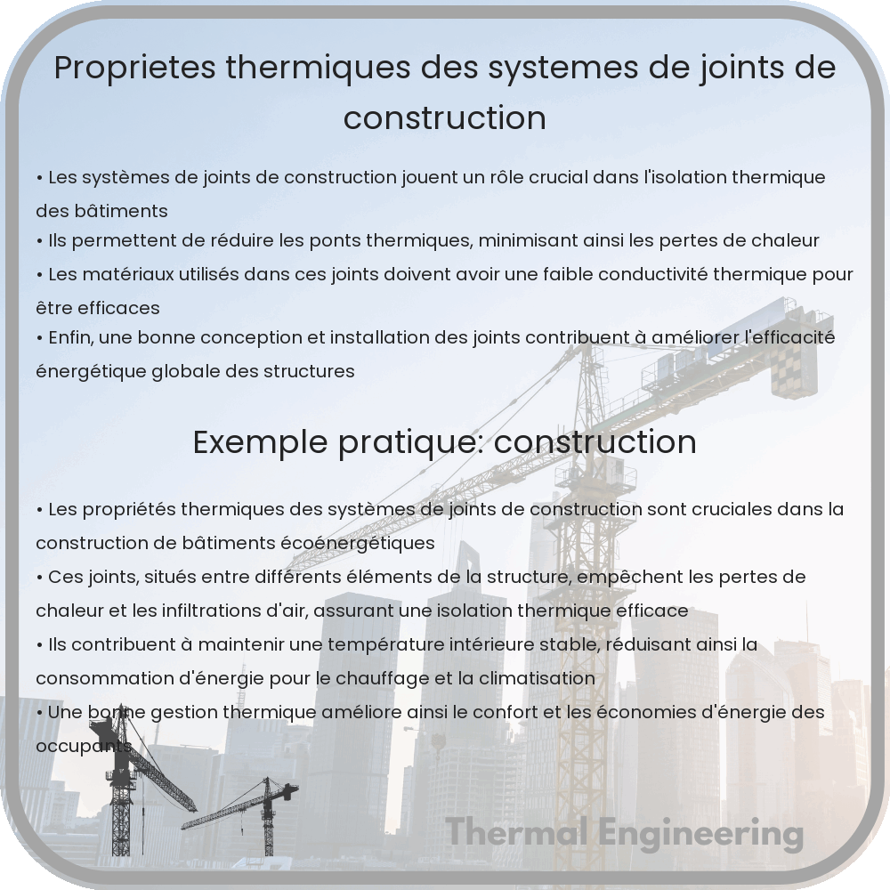Propriétés thermiques des systèmes de joints de construction
