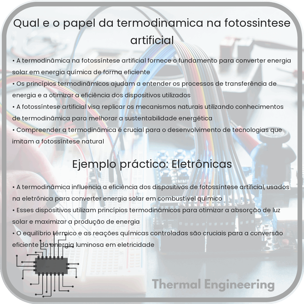 Qual é o papel da termodinâmica na fotossíntese artificial?