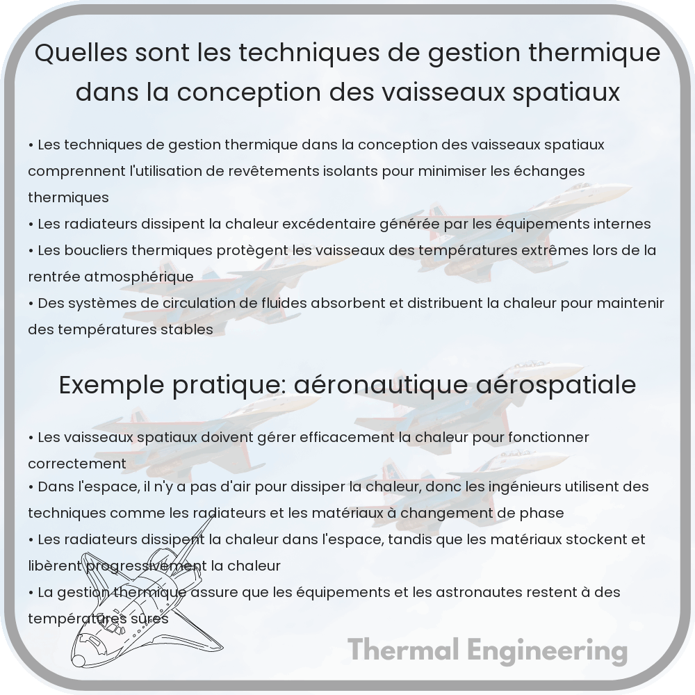 Quelles sont les techniques de gestion thermique dans la conception des vaisseaux spatiaux