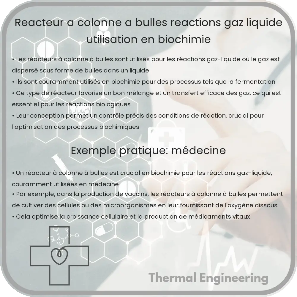 Réacteur à colonne à bulles | Réactions gaz-liquide, utilisation en biochimie