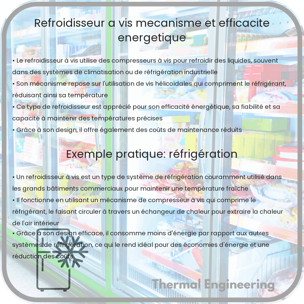 Refroidisseur à vis | Mécanisme et efficacité énergétique