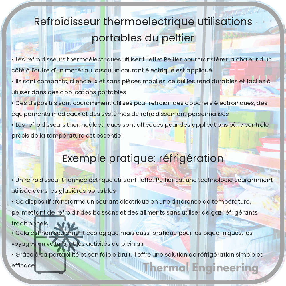 Refroidisseur Thermoélectrique | Utilisations Portables du Peltier
