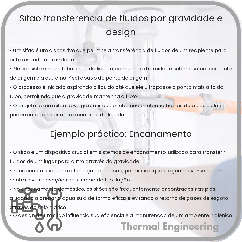 Sifão | Transferência de Fluidos por Gravidade e Design
