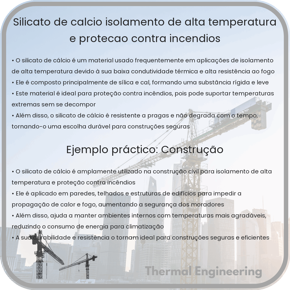 Silicato de Cálcio | Isolamento de Alta Temperatura e Proteção Contra Incêndios