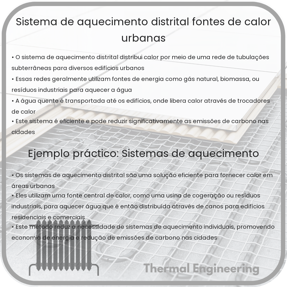 Sistema de Aquecimento Distrital | Fontes de Calor Urbanas