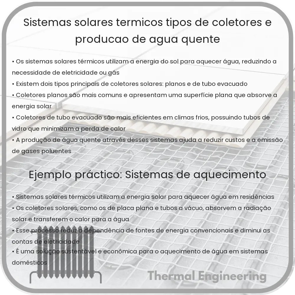 Sistemas Solares Térmicos | Tipos de Coletores e Produção de Água Quente