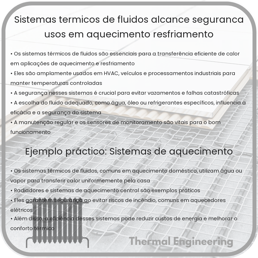 Sistemas Térmicos de Fluidos | Alcance, Segurança, Usos em Aquecimento/Resfriamento