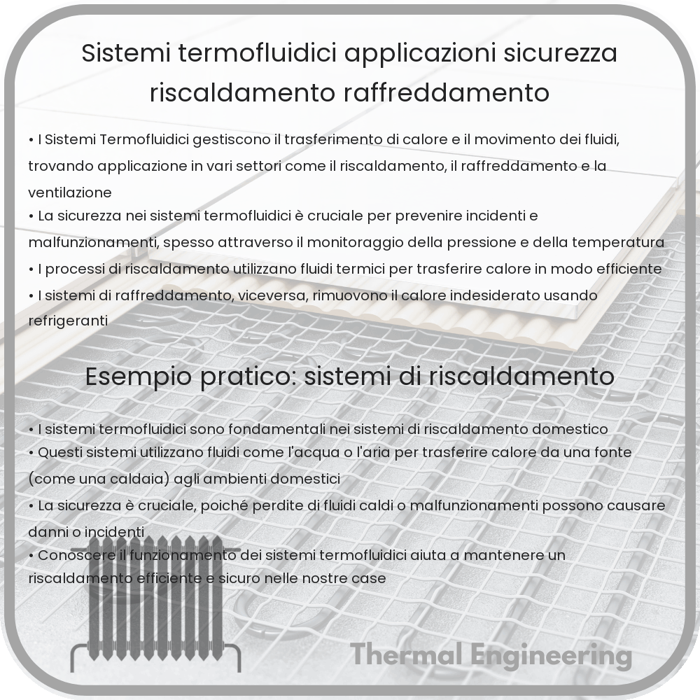 Sistemi Termofluidici | Applicazioni, Sicurezza, Riscaldamento/Raffreddamento
