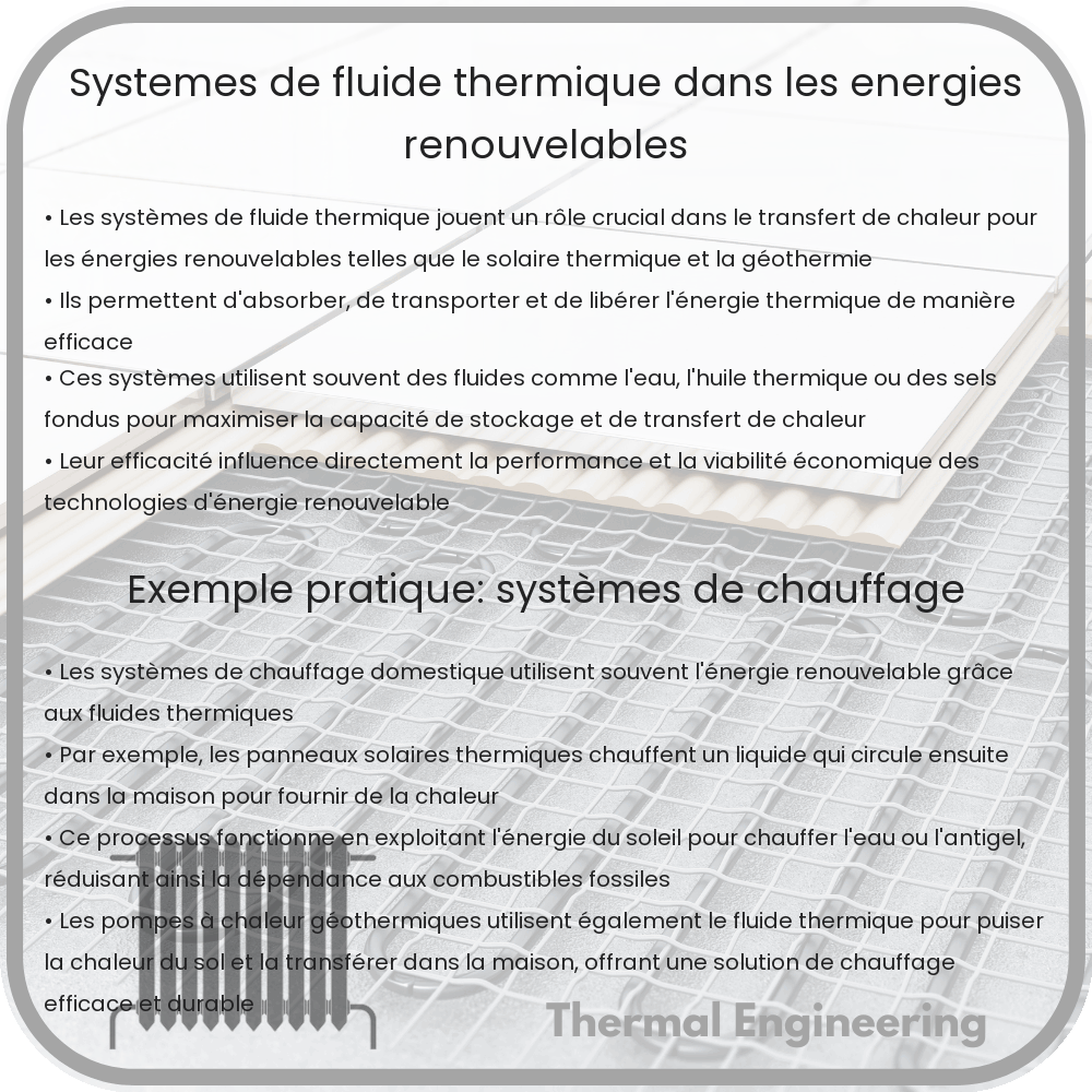 Systèmes de fluide thermique dans les énergies renouvelables
