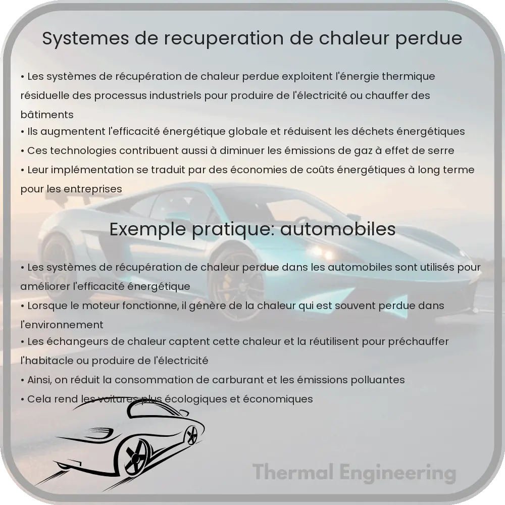 Systèmes de récupération de chaleur perdue
