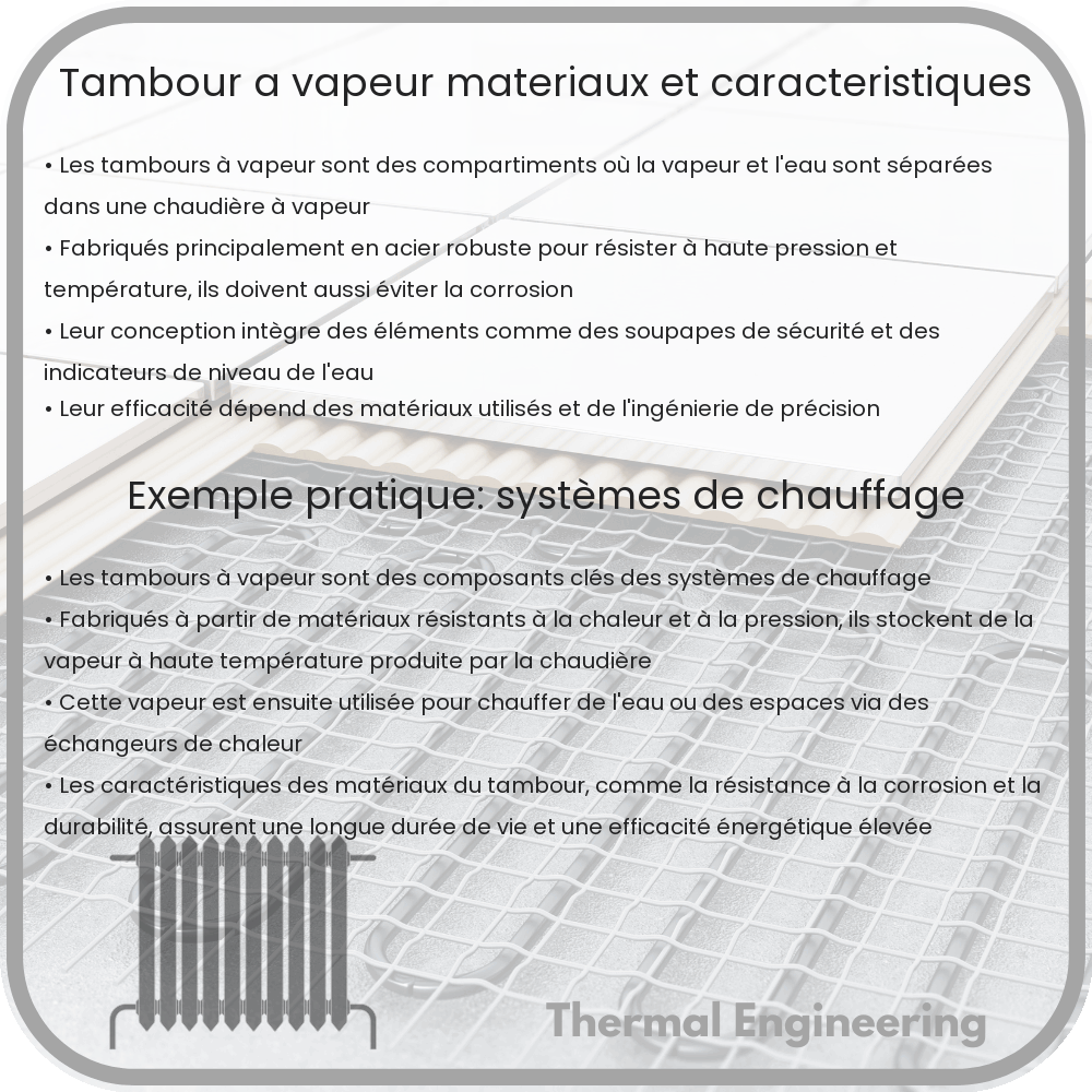 Tambour à Vapeur | Matériaux et Caractéristiques