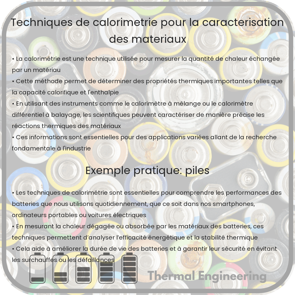 Techniques de calorimétrie pour la caractérisation des matériaux