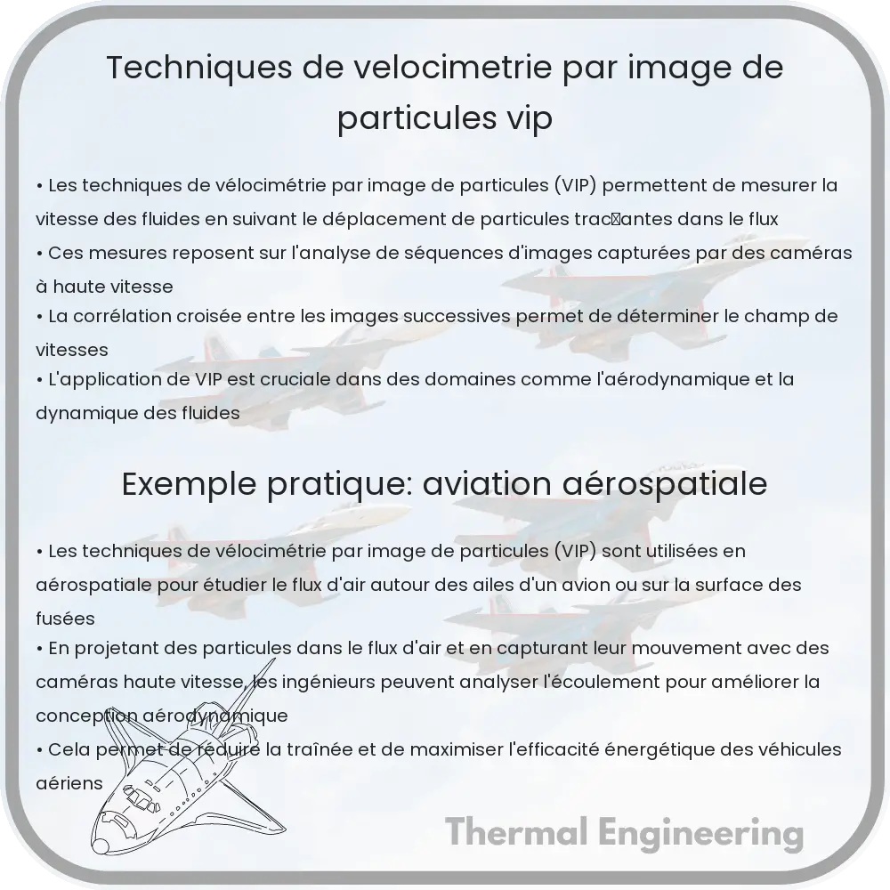 Techniques de vélocimétrie par image de particules (VIP)