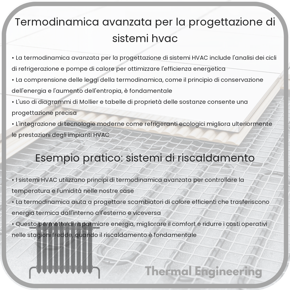 Termodinamica avanzata per la progettazione di sistemi HVAC