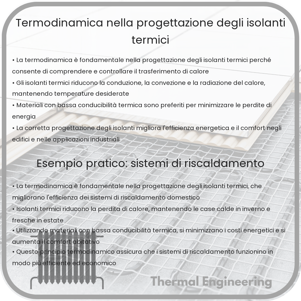Termodinamica nella progettazione degli isolanti termici