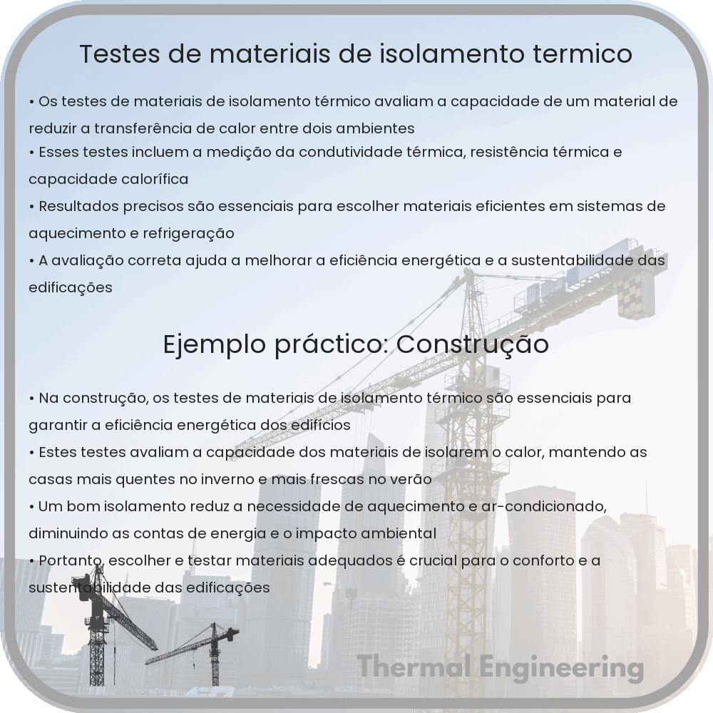 Testes de Materiais de Isolamento Térmico