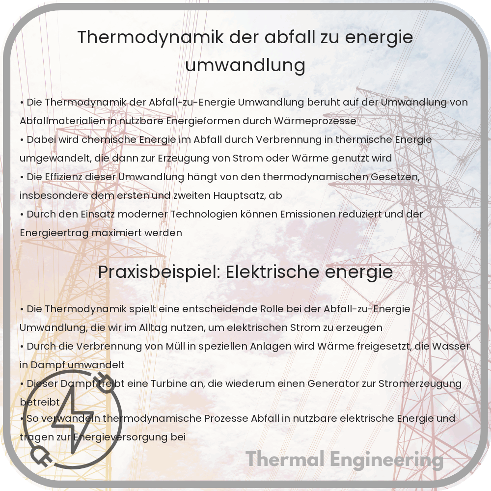 Thermodynamik der Abfall-zu-Energie Umwandlung