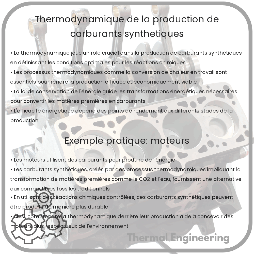 Thermodynamique de la production de carburants synthétiques