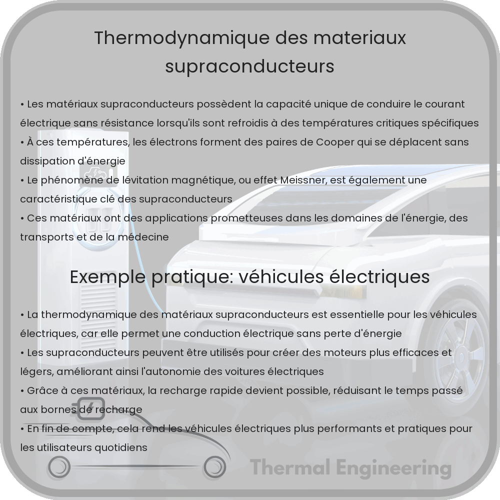 Thermodynamique des matériaux supraconducteurs