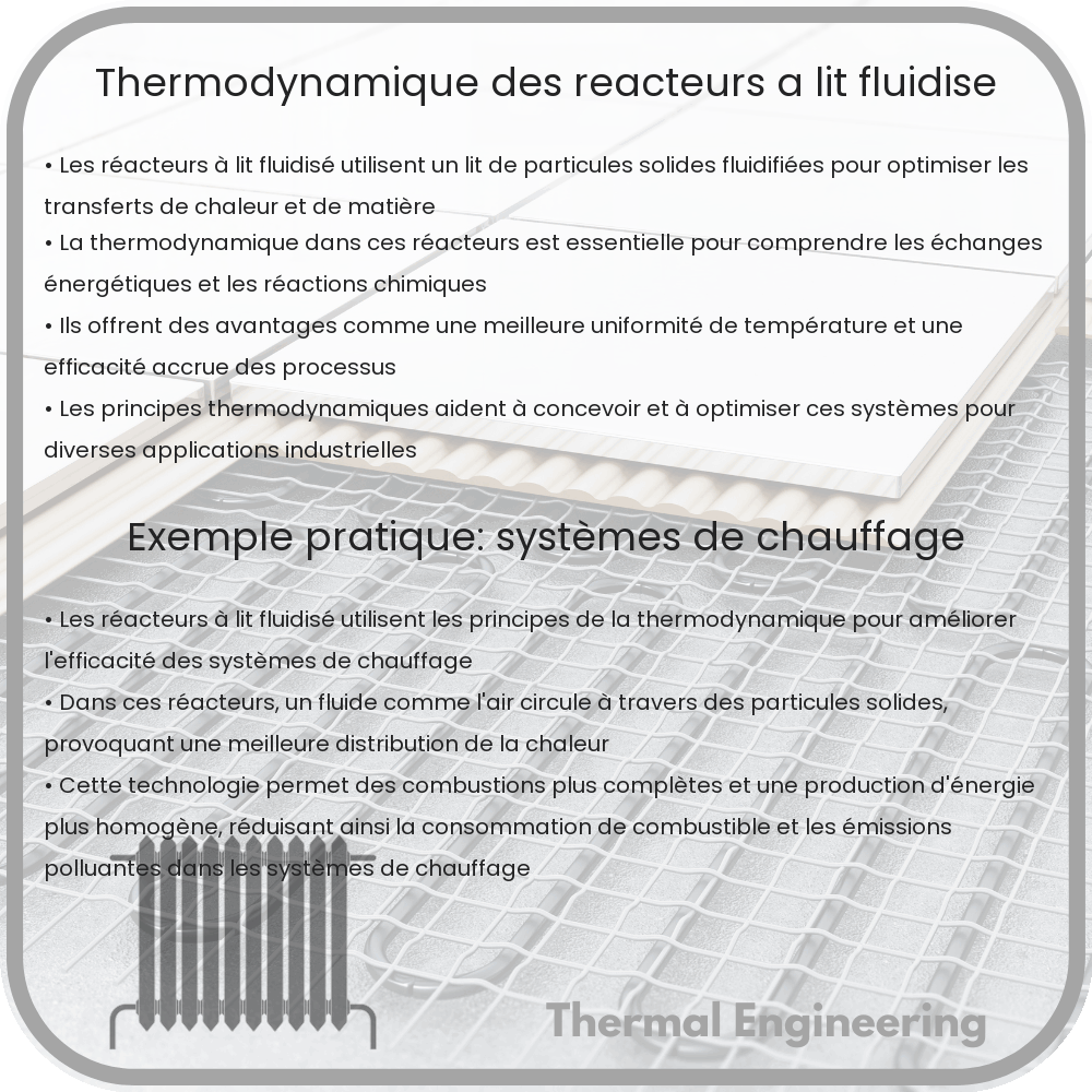 Thermodynamique des réacteurs à lit fluidisé