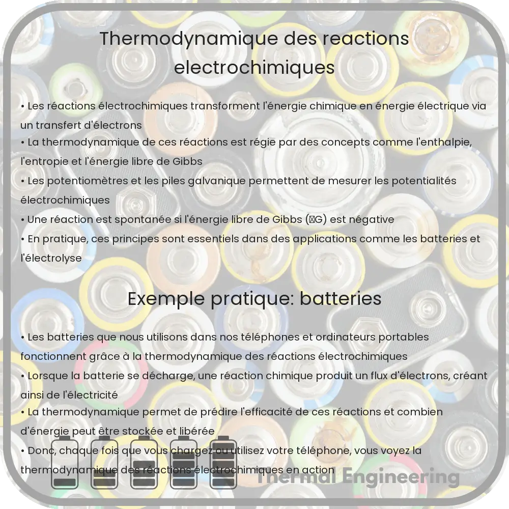 Thermodynamique des réactions électrochimiques