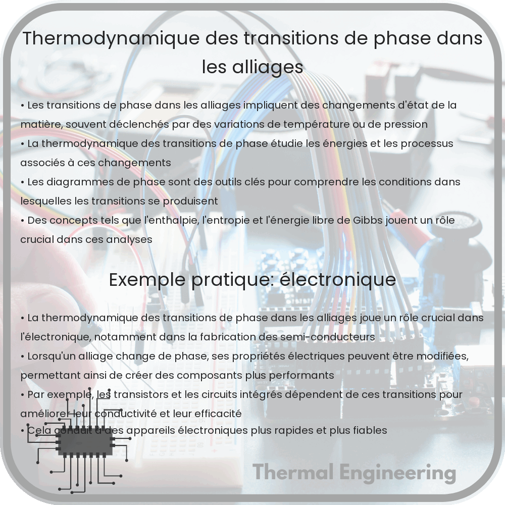 Thermodynamique des transitions de phase dans les alliages