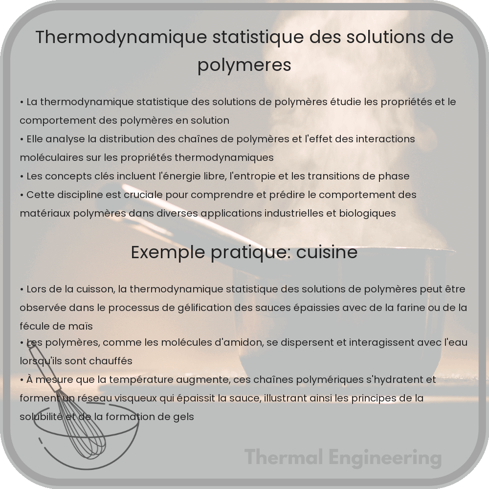 Thermodynamique statistique des solutions de polymères