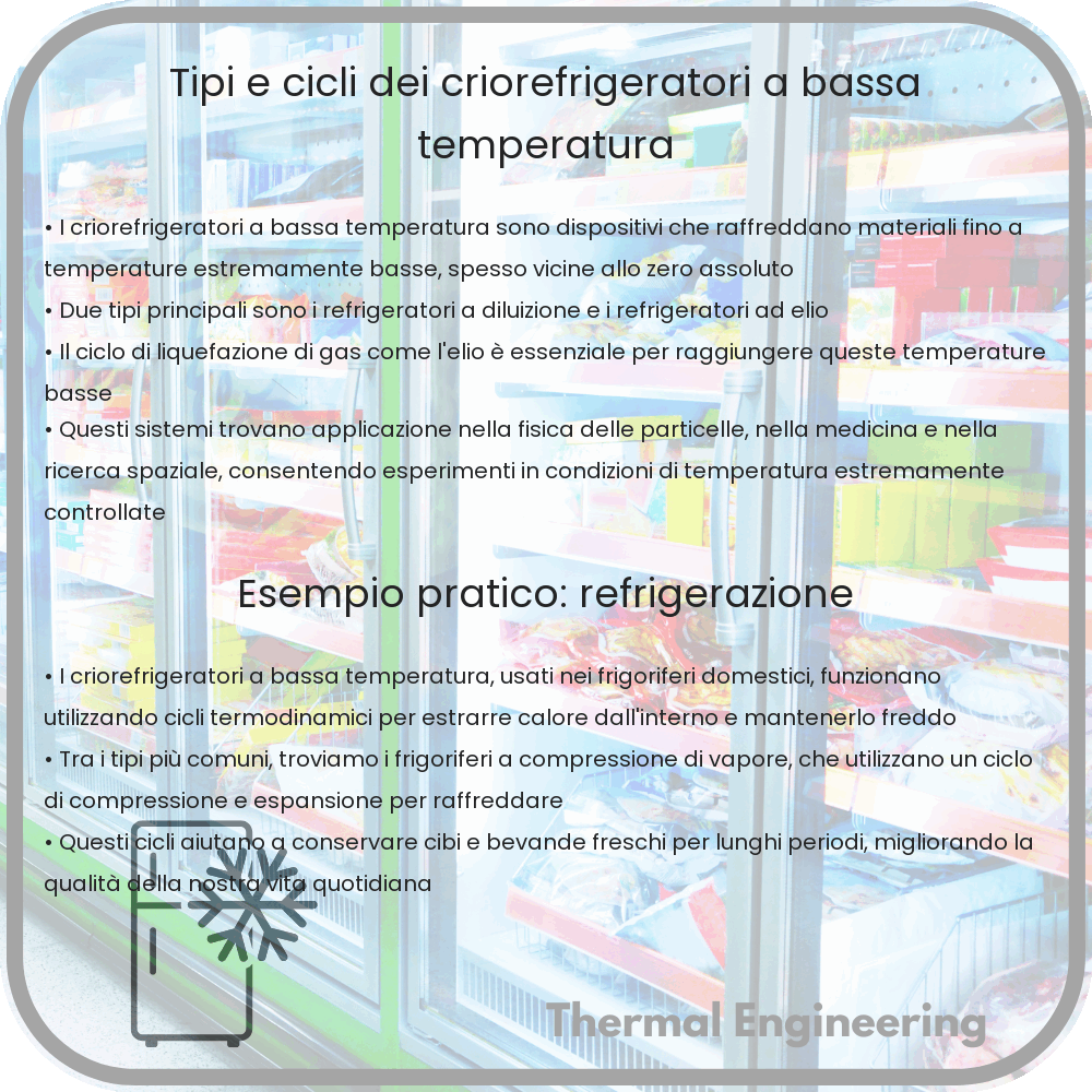 Tipi e Cicli dei Criorefrigeratori a Bassa Temperatura