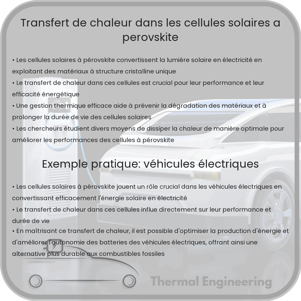 Transfert de chaleur dans les cellules solaires à pérovskite