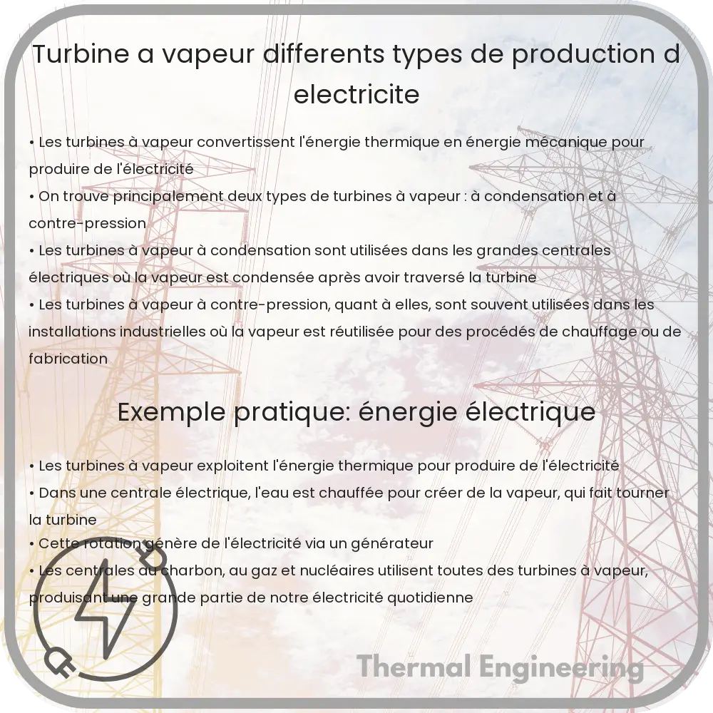 Turbine à vapeur : Différents types de production d'électricité